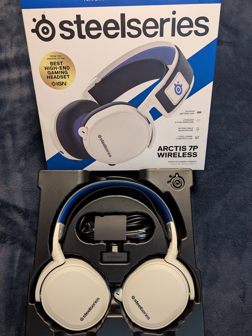 SteelSeries Arctis 7P Wireless Over-Ear Headphones — White/Blue
